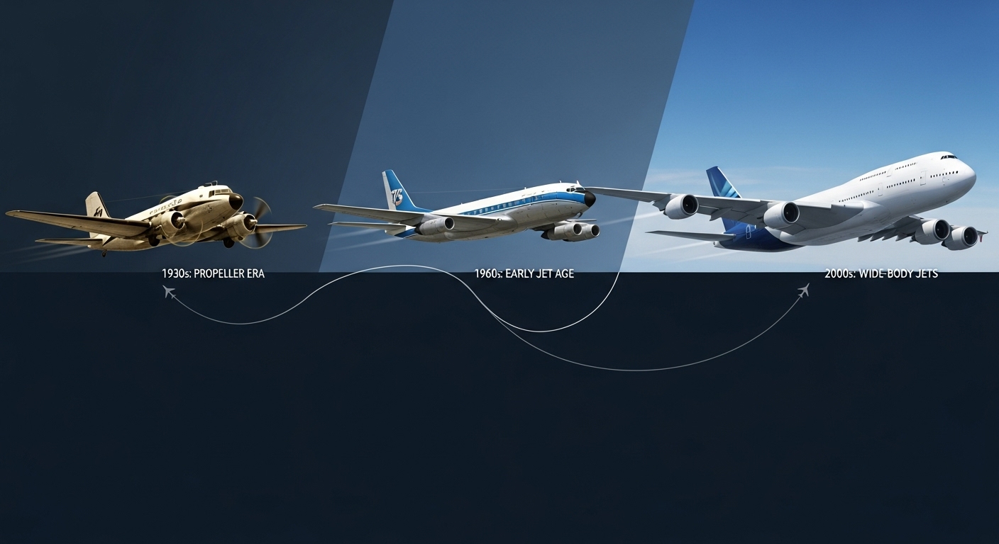 Evolusi Pesawat Komersial: Dari Propeller hingga Wide-Body Jets